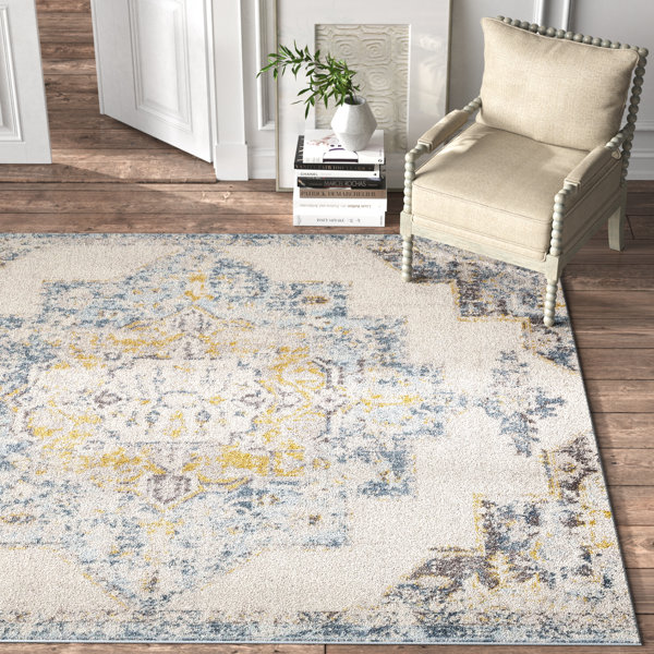 Kelly Clarkson Home Walker Distressed Oriental Bright Yellow Area Rug